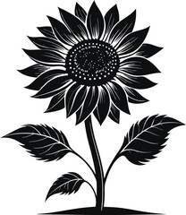 Sunflower Silhouette, Vector Design