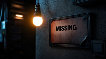 Missing Person Sign, Dark Alley, Grungy Wall, Dim Light