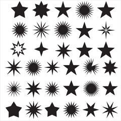set of black vector VARIOUS STAR silhouette