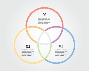 Business Infographic modern design template for banners and infographics for 3 line venn diagram circle step