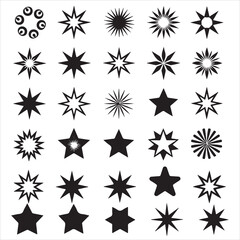 set of black vector VARIOUS STAR silhouette