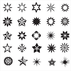 set of black vector VARIOUS STAR silhouette