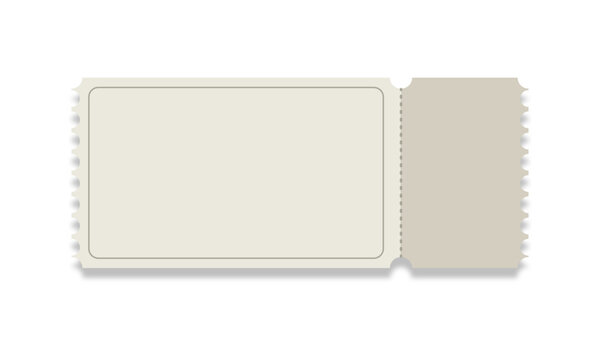 Template, ticket mockup, isolated on white background.