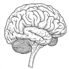 Fototapeta premium Simple Brain Diagram for Coloring Educational Neuroscience Illustration