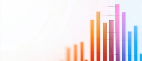 Obraz premium A colorful bar graph displaying varying heights, representing data trends and analysis in a clean, modern style.