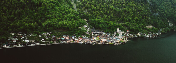 View of famous Hallstatt mountain village in the Austrian Alps at beautiful light in summer, Salzkammergut region, Hallstatt, Austria . 