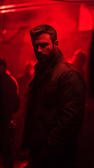 Fototapeta premium A man standing in the dark