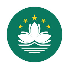 Flag of Macau. Macau circle flag logo icon digital vector illustration