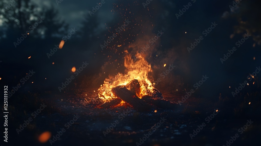 Poster intense fiery blaze consuming the wilderness in a dramatic natural landscape with flames sparks and 