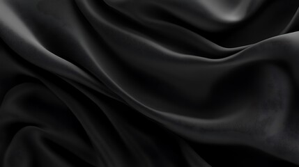 Obraz premium Black fabric folds close-up