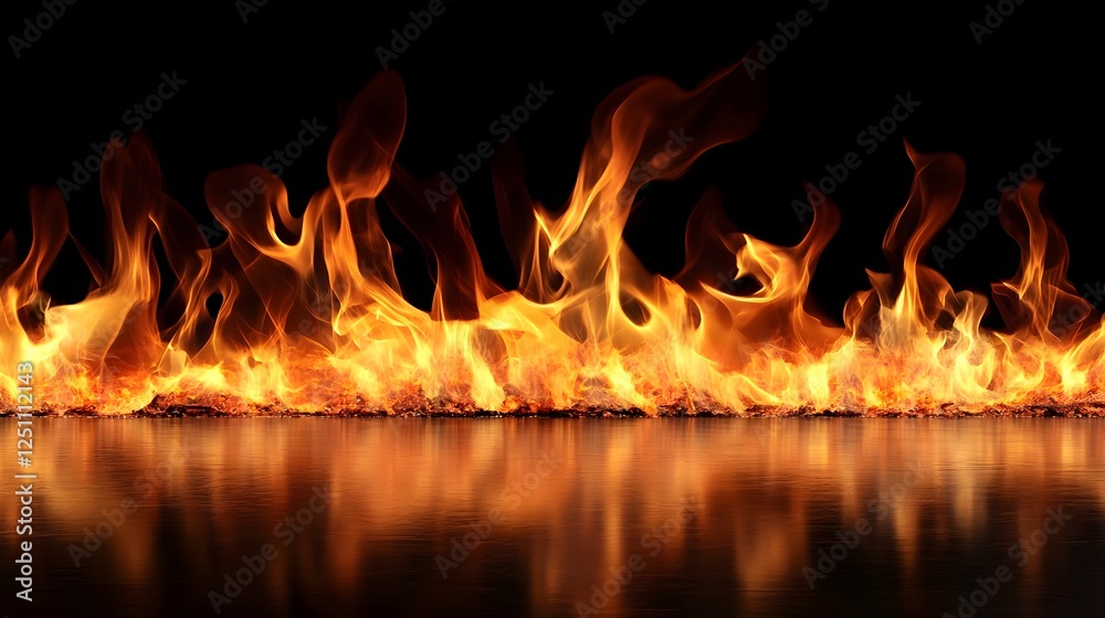 Fototapete intense fiery blaze of flames and inferno engulfing the background with dynamic dramatic movement an
