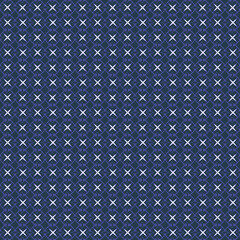 Dark Blue Seamless Geometric Pattern with White Crosses
