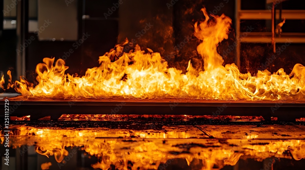 Poster intense fiery blaze raging with scorching heat and destructive power a dramatic display of combustio