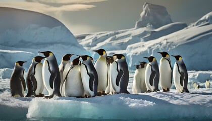 Obraz premium penguin colony in antarctica