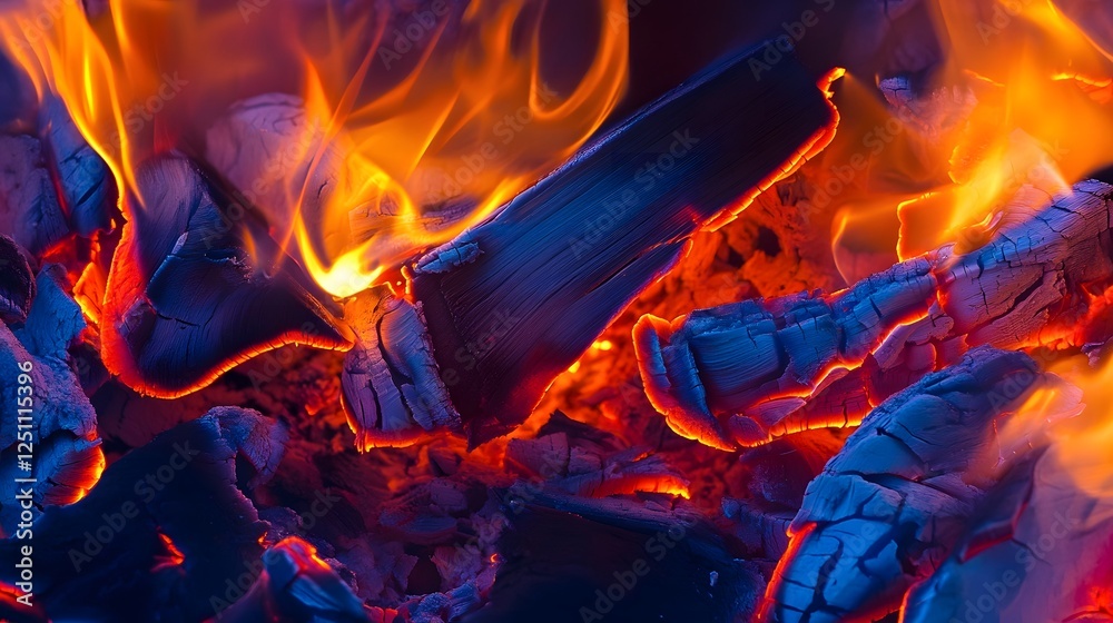 Aufkleber Intense fiery flames roaring and crackling consuming everything in a powerful elemental display of nature s destructive force  The glowing embers and smoldering debris create a dramatic