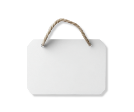 Blank paper signboard isolated on transparent background. PNG. Front view