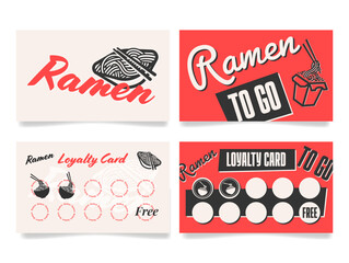 Loyalty card templates that give free meals and exclusive deals on ramen in a vibrant design.