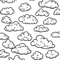 Clouds Coloring Book Cumulus Stratus Cirrus Cloud Illustrations