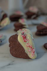Chocolate hearts cookies for Valentines day