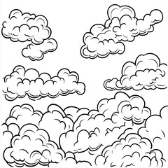 Fototapeta premium Charming Cloud Illustrations Cumulus Stratus Nimbus and Cirrus for Kids Coloring Book