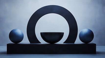 Abstract dark geometric display podium