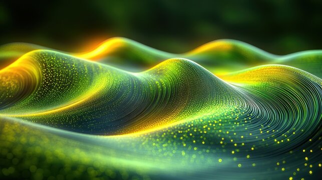 Abstract green gold wave data visualization