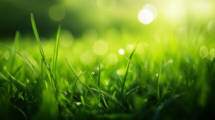 Obraz premium Creating visual art green meadow texture photography natural environment close-up view defocused green grass texture