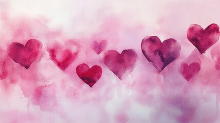 Creating delicate watercolor hearts in shades of pink art studio artwork serene environment artistic perspective romantic concept