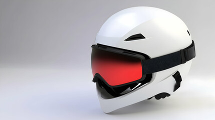 White Ski Helmet with Red Goggles, Studio Shot