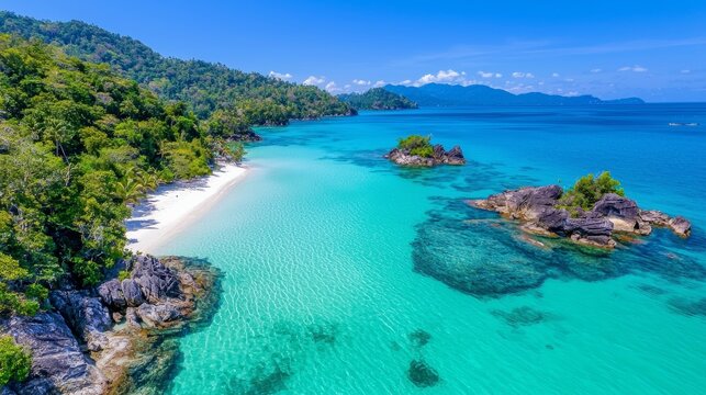 Tropical Island Paradise  Turquoise Water  White Sand Beach