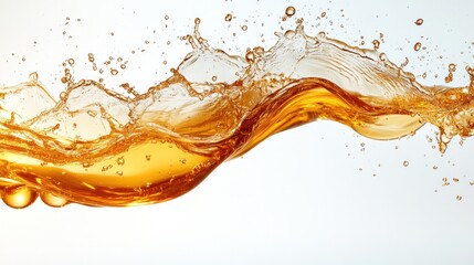 Fototapeta premium Amber liquid splash, white background, advertising (1)