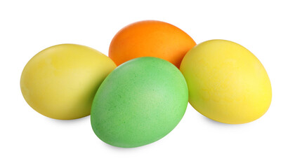 Many decorated Easter eggs isolated on white