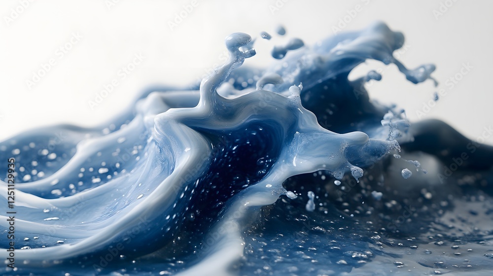 Poster Mesmerizing Surreal Ocean Wave   Abstract Fluid Art Movement and Transparency  Dynamic and captivating digital art design with flowing swirling water textures and bubbles