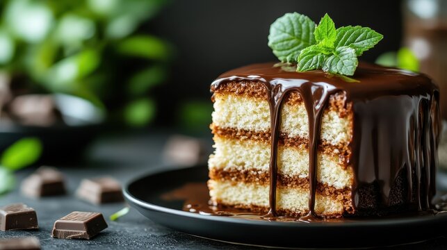 This rich chocolate layer cake features a tempting ganache drizzle, creating an elegant visual appeal that is absolutely perfect for chocoholics and dessert lovers.