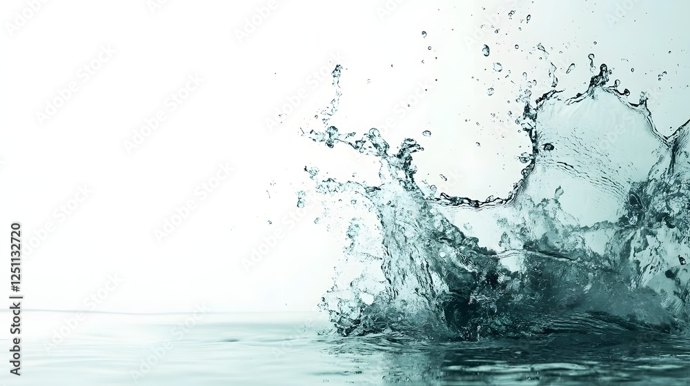 Aufkleber Powerful and dynamic water splash with cascading droplets and rippling motion captured in a natural outdoor environment  The image conveys a sense of energy force and the beauty of liquid in motion