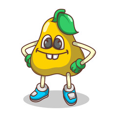 Funny doodle fruit cartoon with cute expression