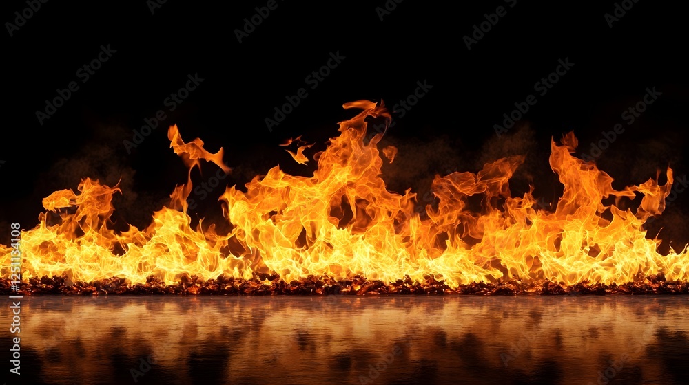 Poster Raging Inferno Dramatic Flames Engulfing the Darkness in a Fiery Blaze  Intense violent and apocalyptic scene of a burning scorching fire with powerful energetic and dynamic movement