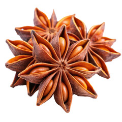 Star Anise Spice Fruit Isolated on White Background, Exotic and Aromatic