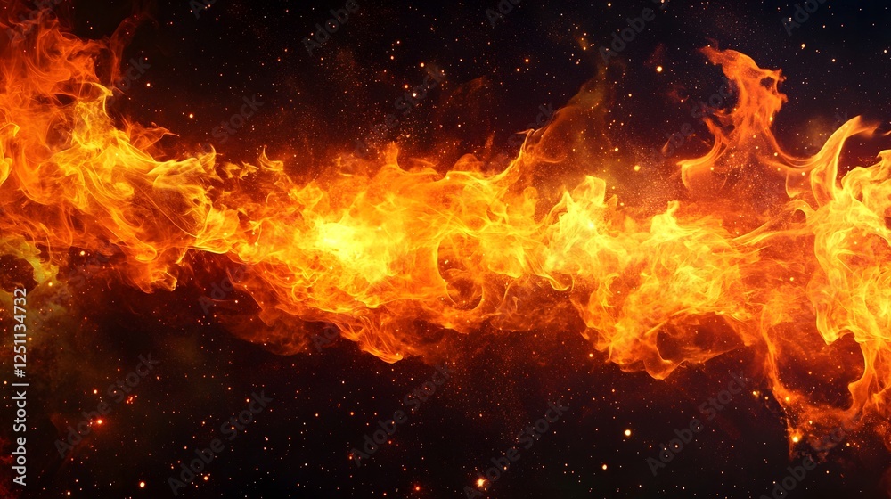 Poster raging inferno of intense flames engulfing the surroundings with fiery and destructive force
