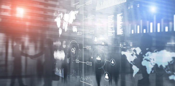 Business intelligence performance indicator KPI Analysis dashboard transparent blurred abstract background