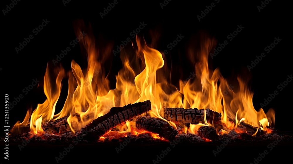 Aufkleber roaring fire engulfing a pile of wooden logs creating a mesmerizing display of dancing flames that i