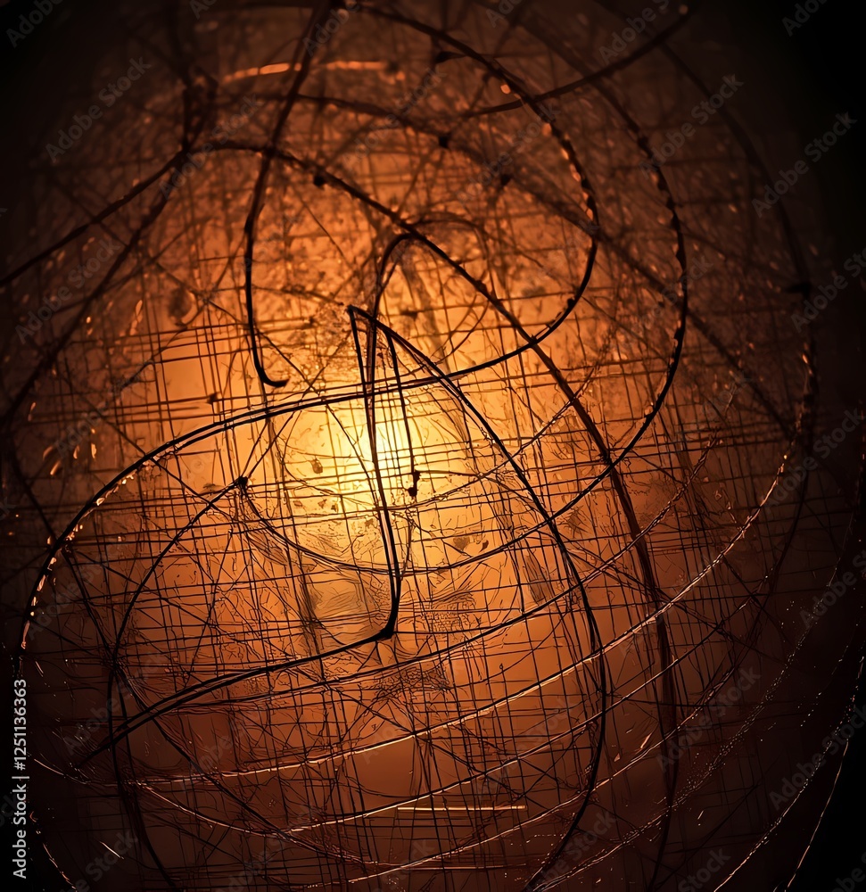 Poster intricate patterns illuminated in warm light create a mesmerizing visual experience. generative ai