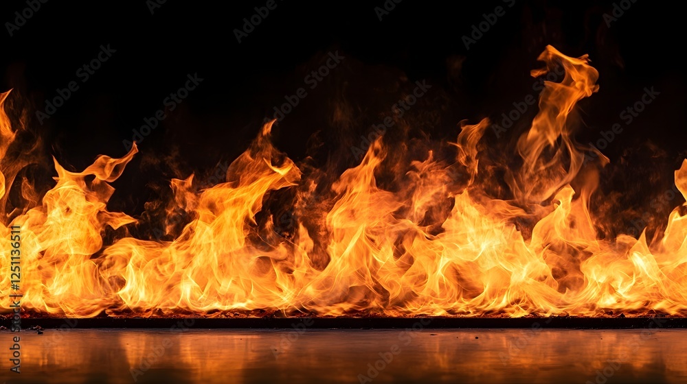 Poster roaring inferno a dramatic and intense scene of a powerful fire engulfing the landscape with towerin
