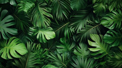 Create a lush tropical green leaves pattern botanical garden digital art vibrant environment close-up nature inspired
