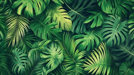 Promote lush tropical green leaf patterns nature advertising content tropical environment close-up view eco-friendly design