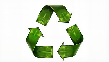 Obraz premium Green recycling symbol with arrows on a white background