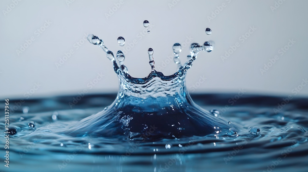 Leinwandbilder Splashing water droplet frozen in a moment of dynamic motion creating a circular symmetry and mesmerizing display of the fluid nature and energy of water  This conceptual
