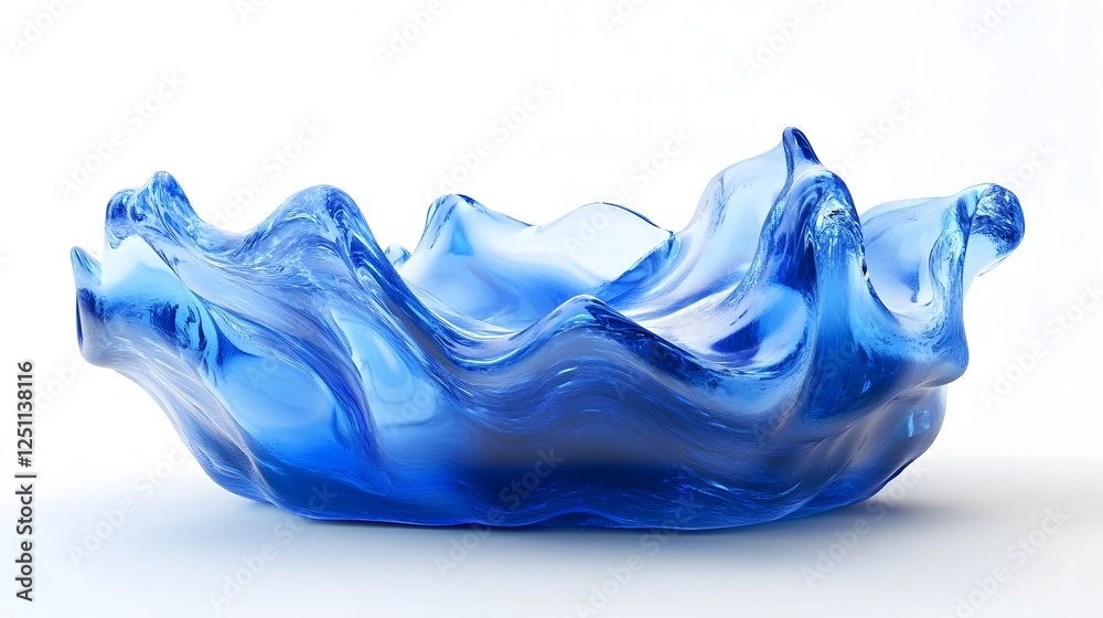 Poster Stunning abstract artwork featuring dynamic swirls and flowing movements of ethereal viscous blue liquid  The fluid forms create a visually captivating graceful and kinetic expression