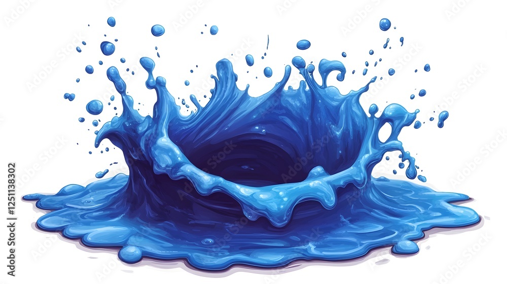 Poster stunning and dynamic image of a vibrant blue liquid splash with dramatic movement swirling patterns 