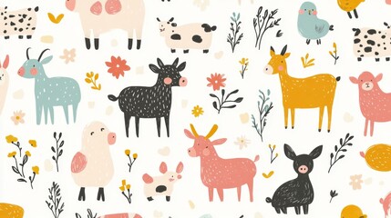 Inviting creativity with playful farm animal patterns creative studio digital art whimsical environment close-up viewpoint
